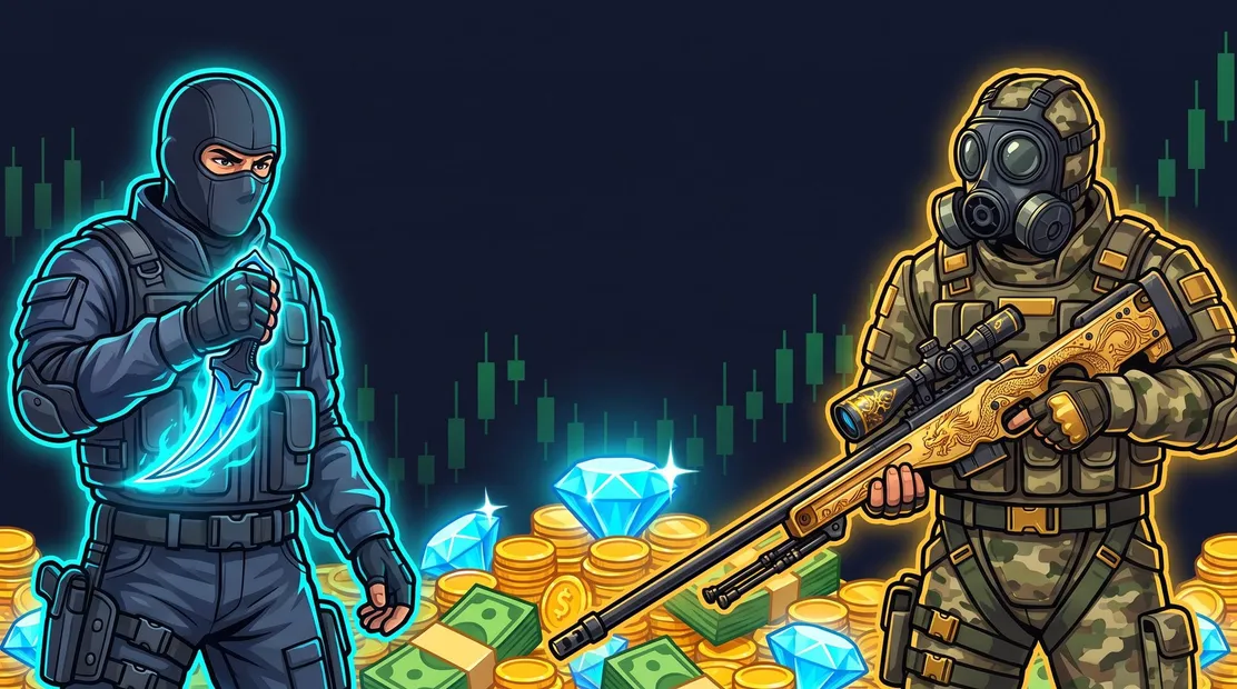 CS2 operators standing over a pile of valuable skins